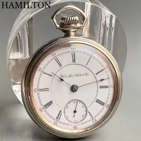 Hamilton antique pocket watch manual winding open face case diameter 55mm vintage pocket watch silver