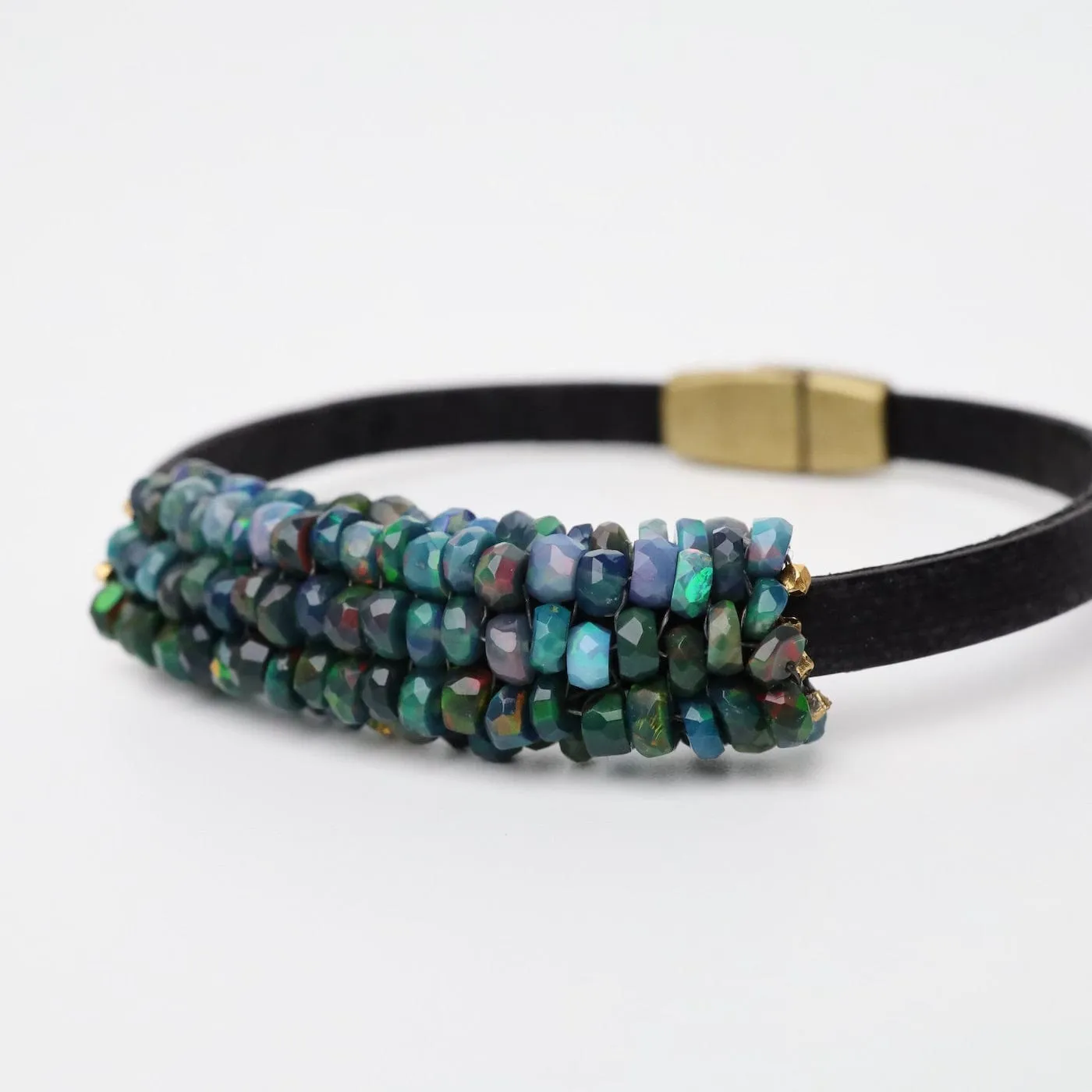 Hand Stitched Black Opal Bracelet