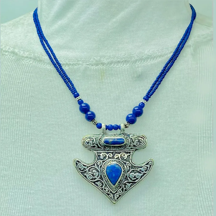 Handmade Tribal Chain Lapis Lazuli Necklace