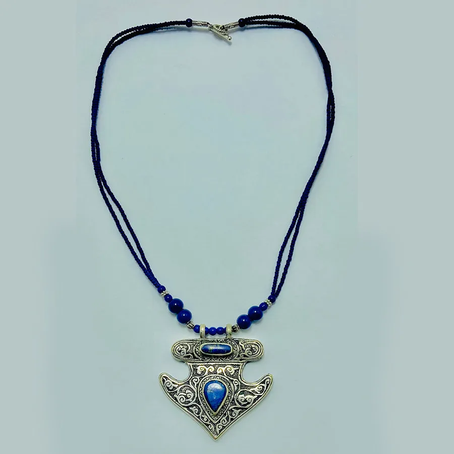 Handmade Tribal Chain Lapis Lazuli Necklace