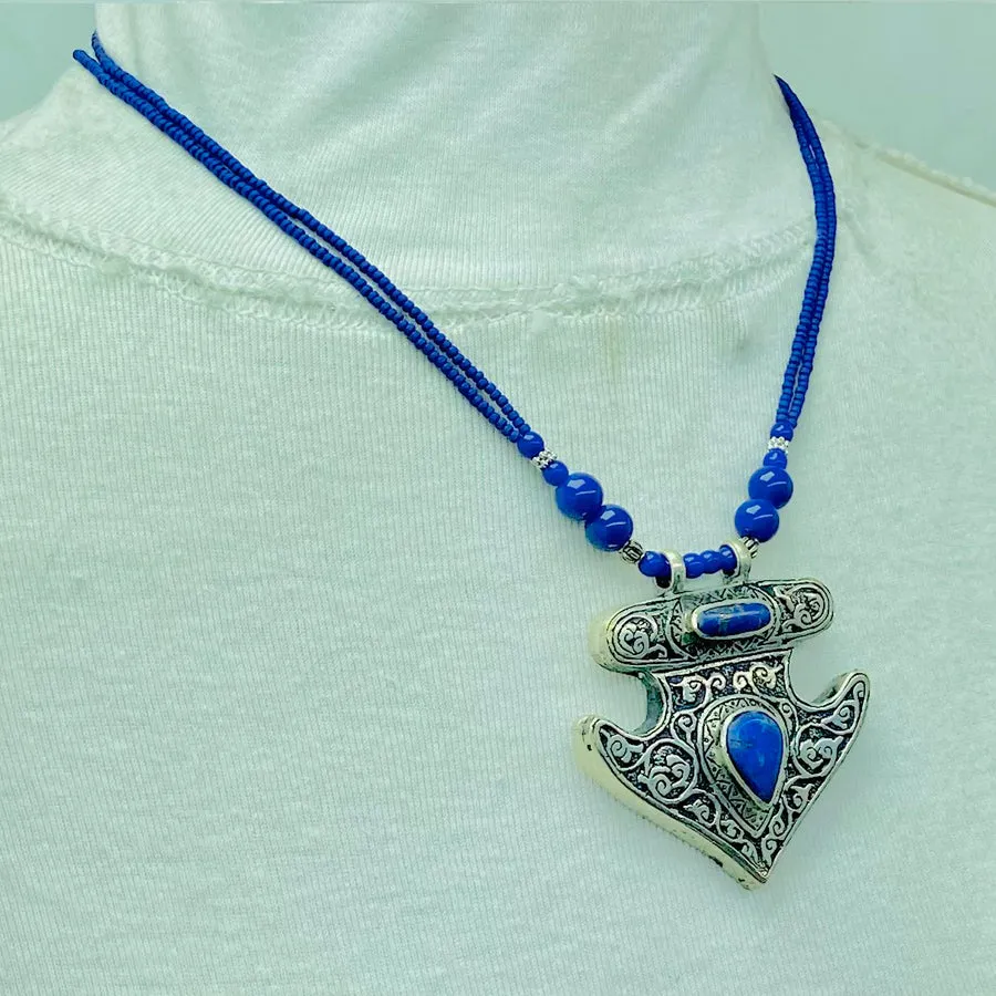 Handmade Tribal Chain Lapis Lazuli Necklace