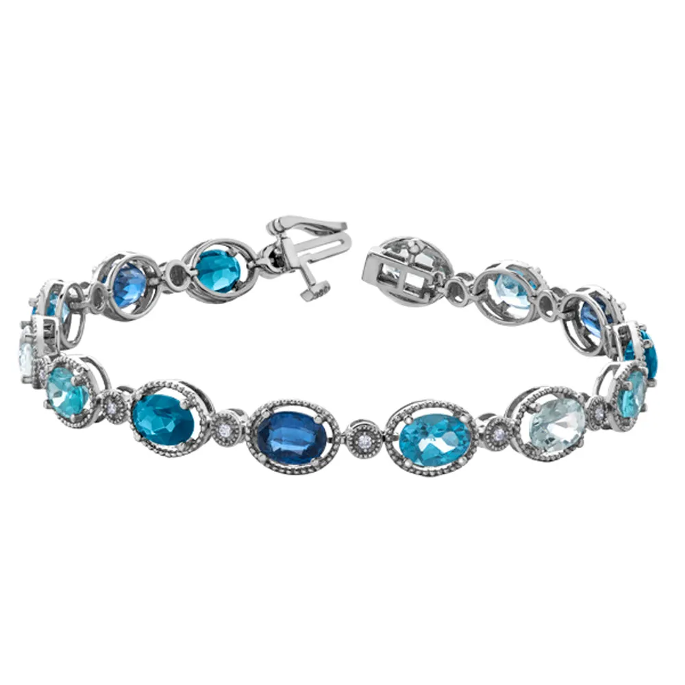 Heirloom-Inspired Diamond and Blue Gemstone Bracelet