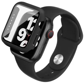 IMAK Apple Watch (44mm) silicone cover with watch strap   tempered glass - Black