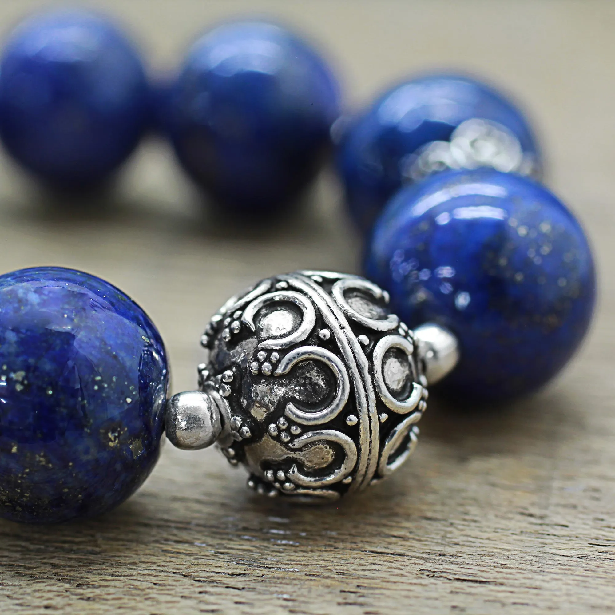 Indigo Allure Lapis Lazuli and Sterling Silver Necklace from India