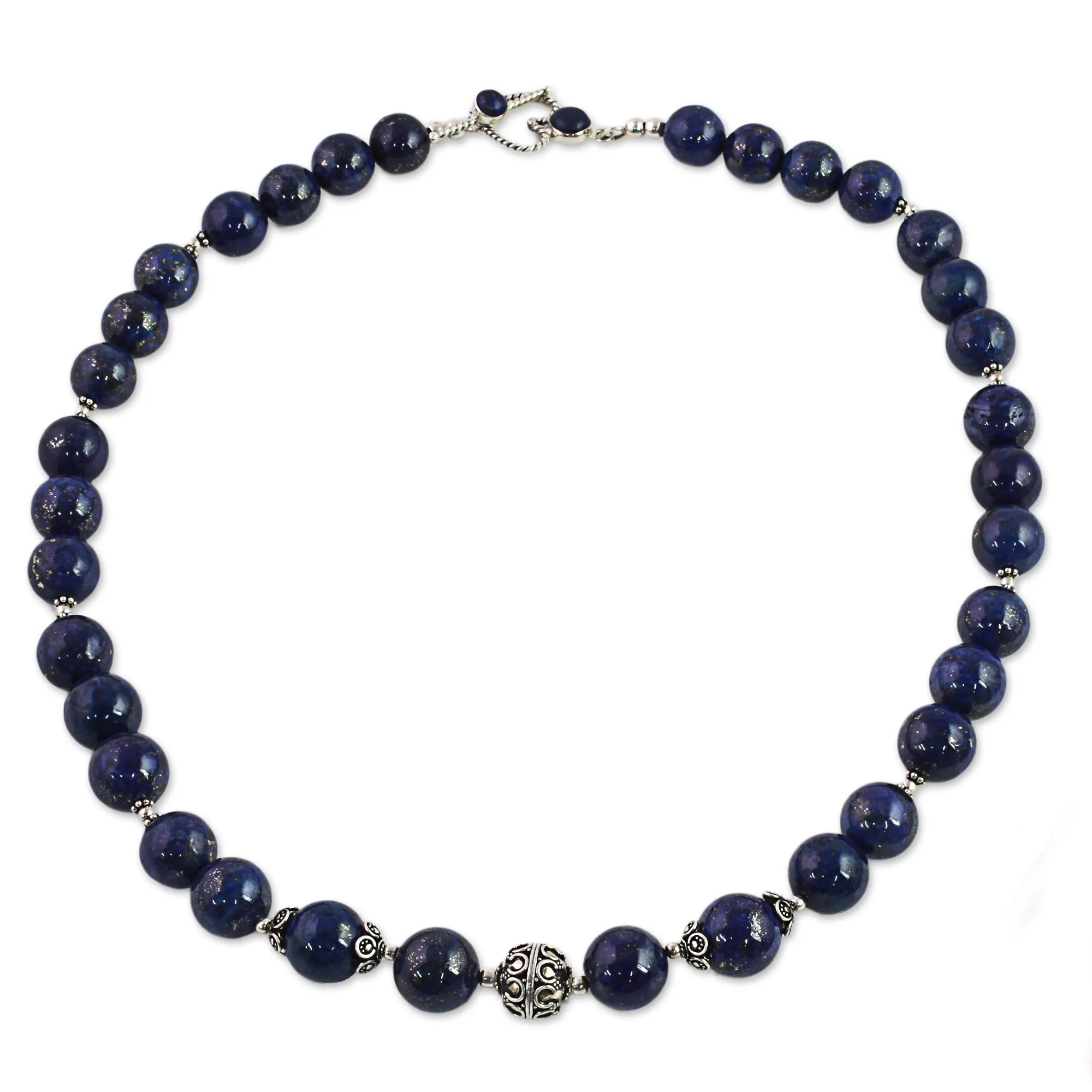 Indigo Allure Lapis Lazuli and Sterling Silver Necklace from India