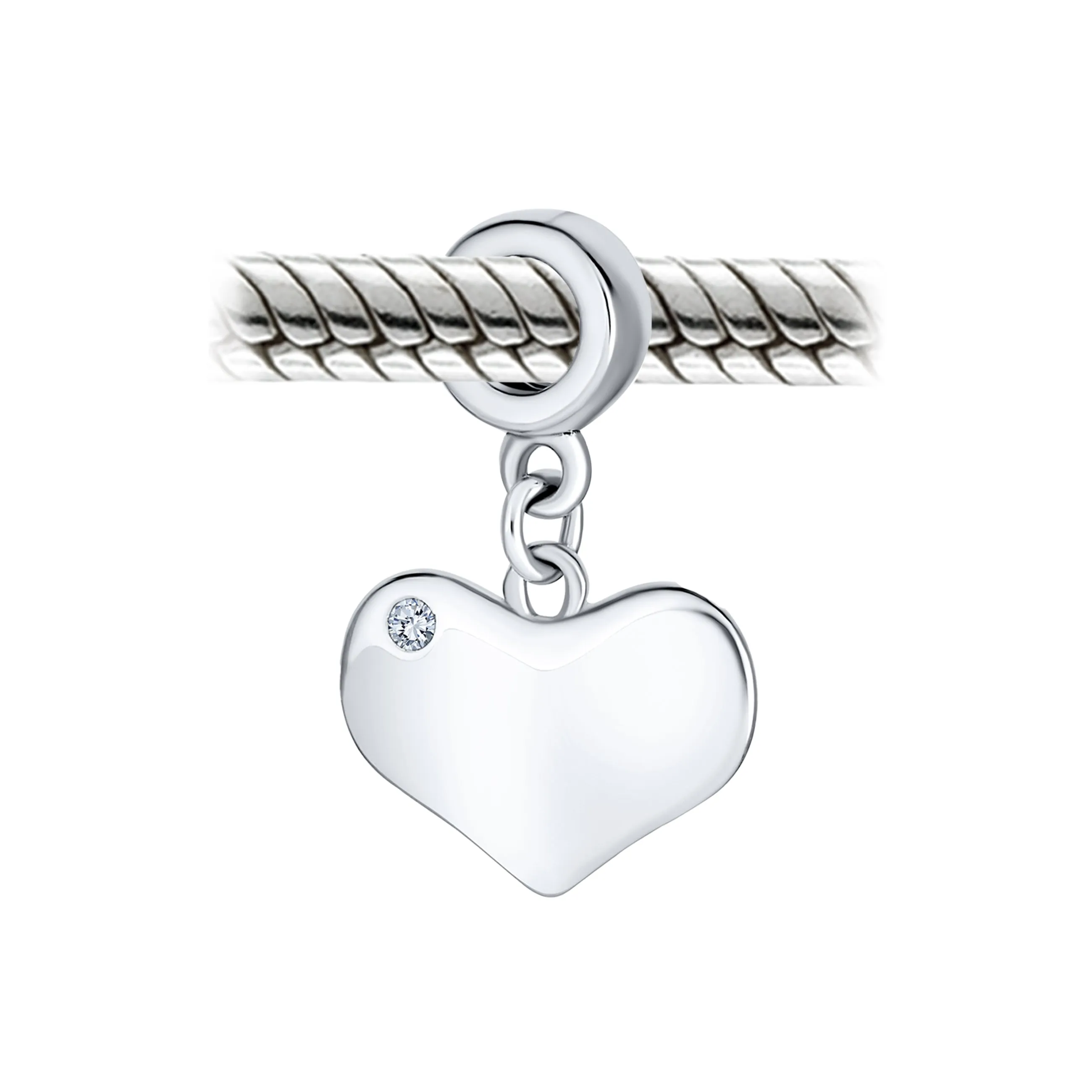 Initial Alphabet Bead Charm A-Z Crystal Heart Dangle for European Bracelet