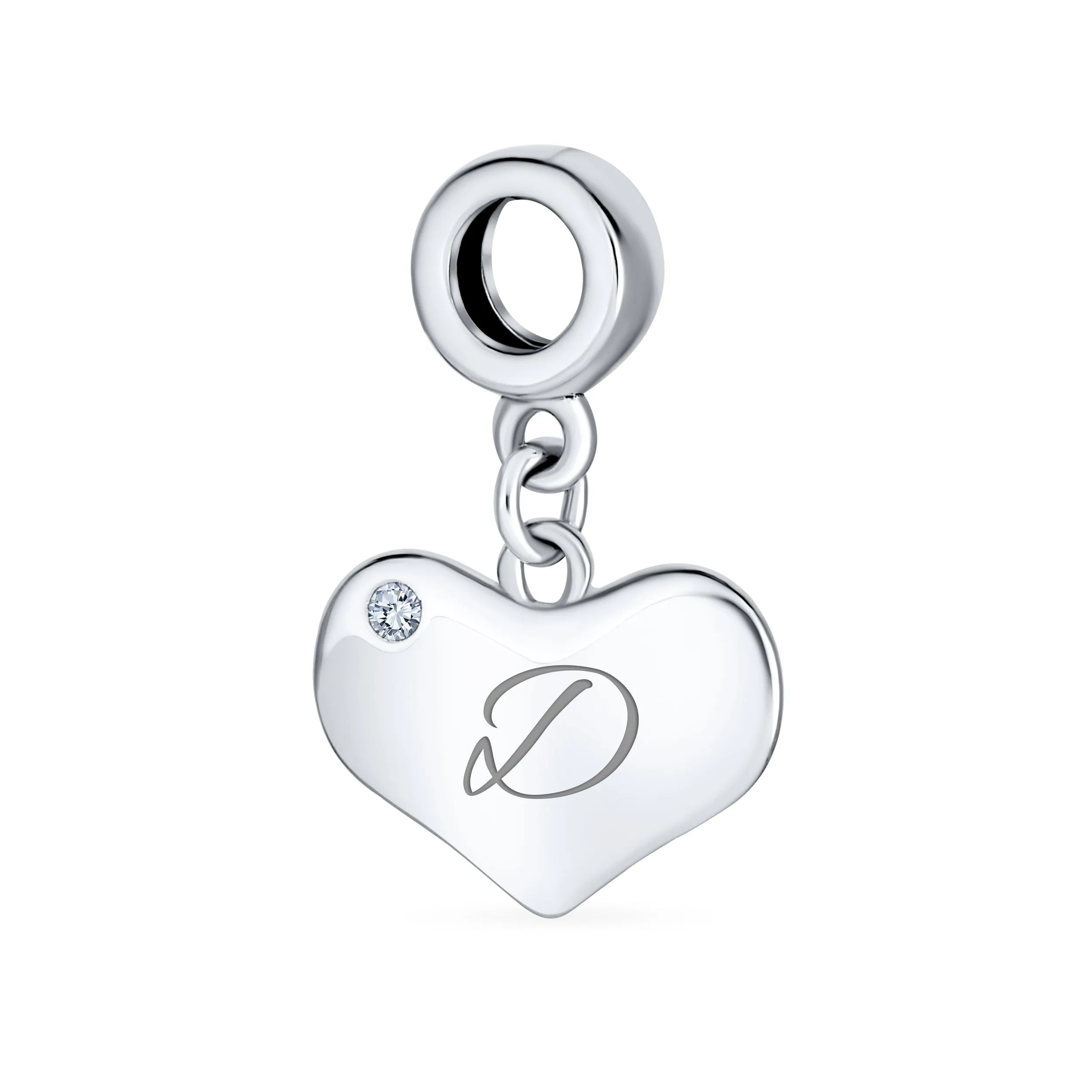 Initial Alphabet Bead Charm A-Z Crystal Heart Dangle for European Bracelet