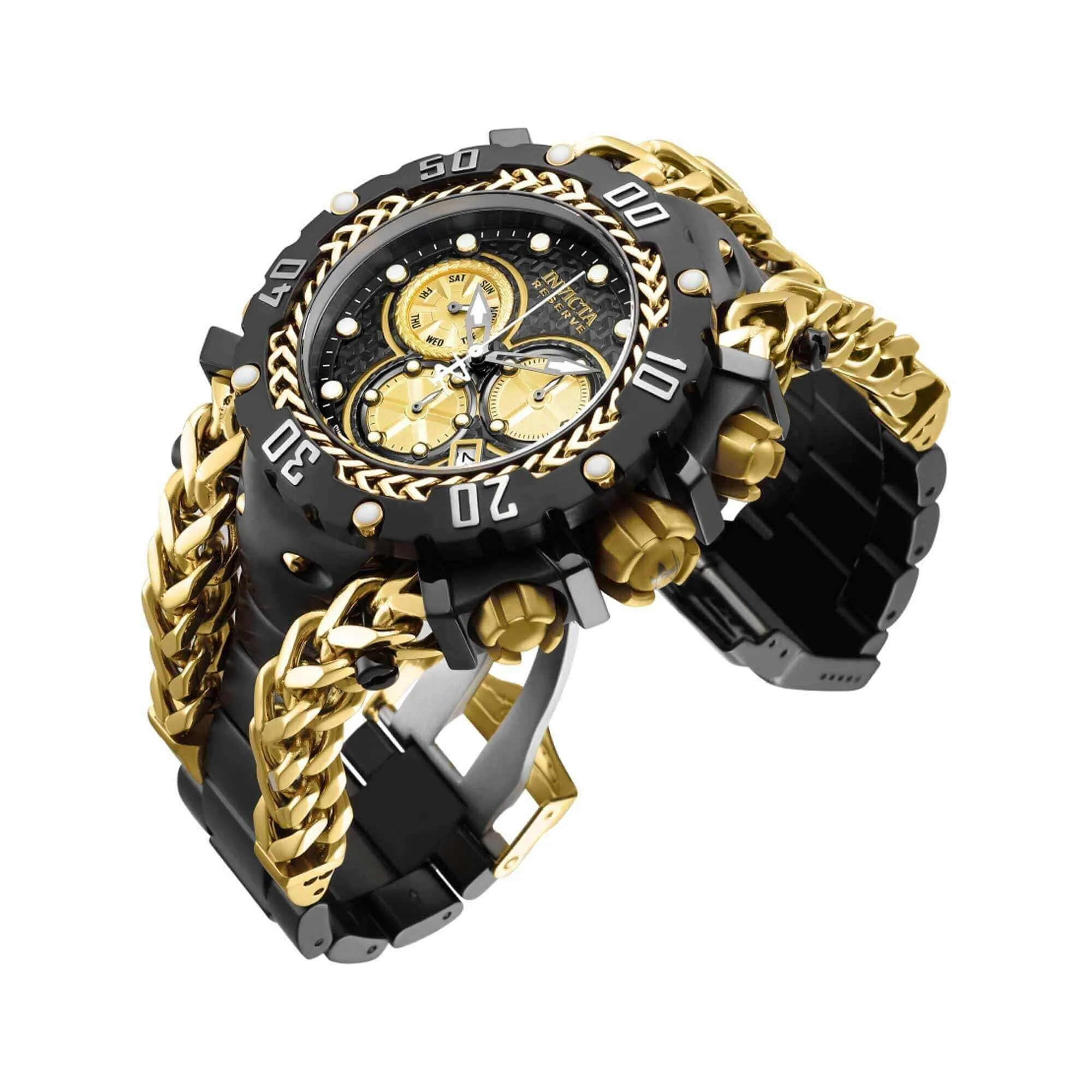 Invicta Men's Chronograph Watch - Gladiator Black and Yellow Gold Bracelet | 34436