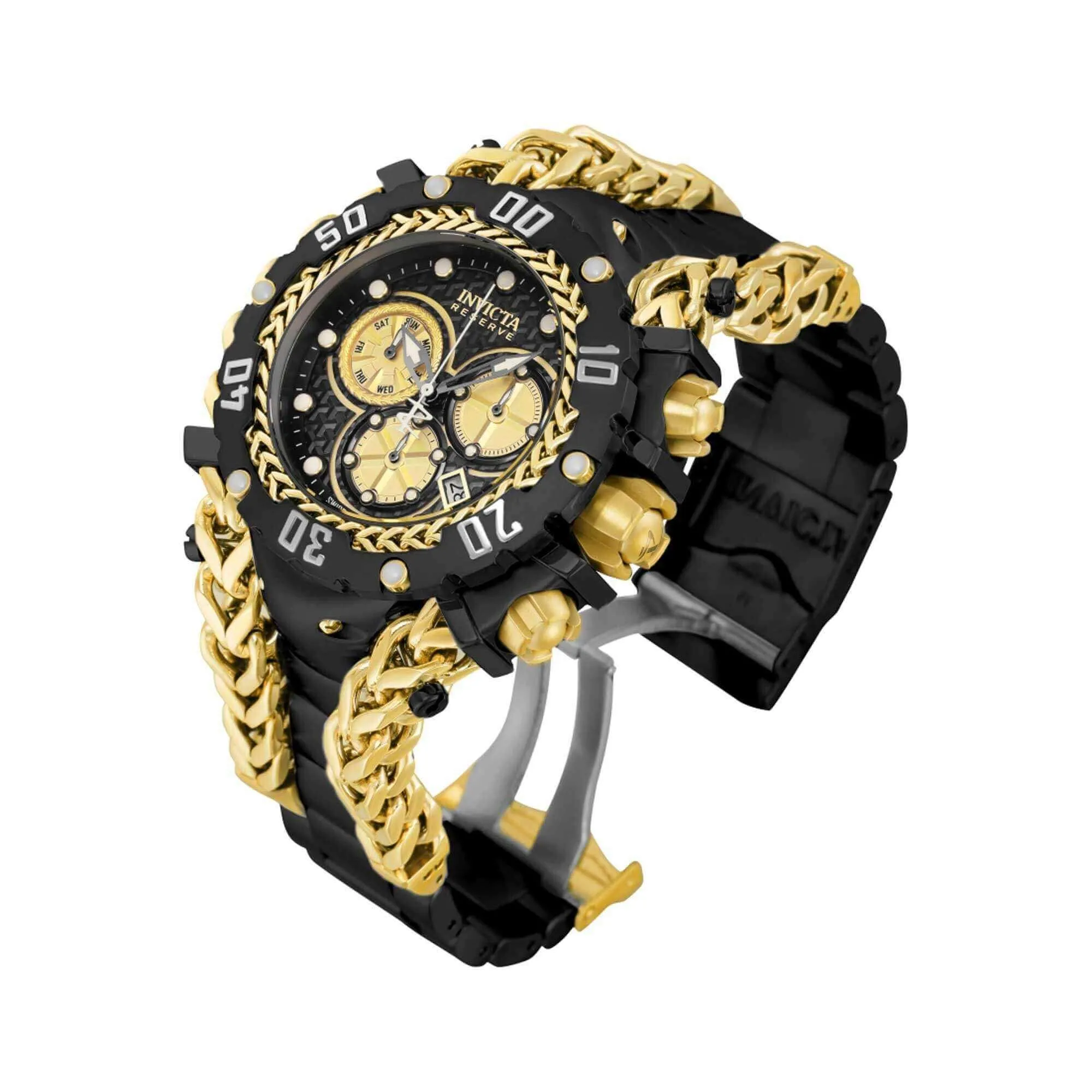 Invicta Men's Chronograph Watch - Gladiator Black and Yellow Gold Bracelet | 34436