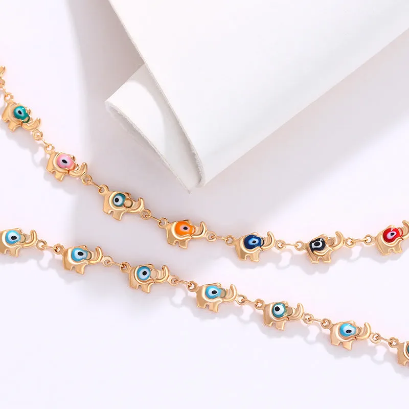 Jewelry Color Enamel Devil's Eye Bracelet Cartoon Cute Fashion Elephant Alloy Bracelet Women