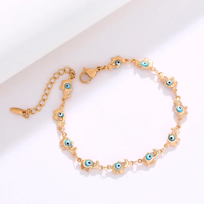 Jewelry Color Enamel Devil's Eye Bracelet Cartoon Cute Fashion Elephant Alloy Bracelet Women