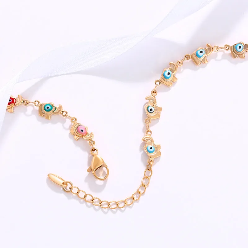 Jewelry Color Enamel Devil's Eye Bracelet Cartoon Cute Fashion Elephant Alloy Bracelet Women