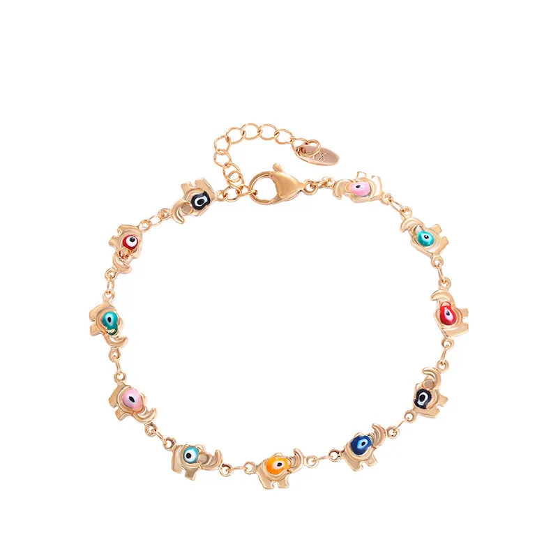 Jewelry Color Enamel Devil's Eye Bracelet Cartoon Cute Fashion Elephant Alloy Bracelet Women