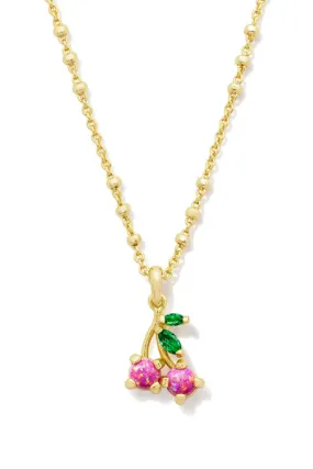 Kendra Scott Cherry Gold Short Pendant Necklace in Berry Kyocera Opal | 9608864315