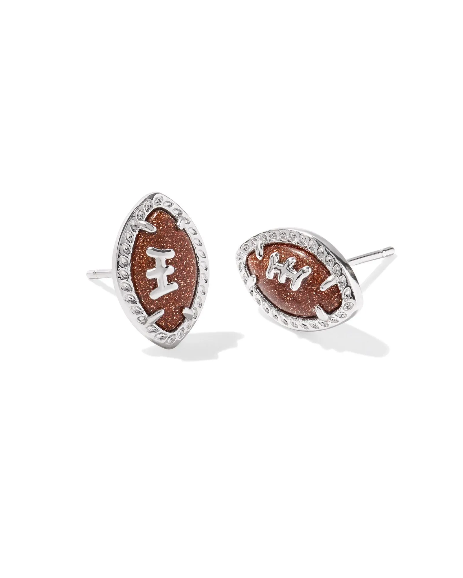 Kendra Scott Football Stud Earrings-- Orange Goldstone