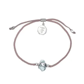 KIDS CRYSTAL BRACELET - DUSTY PINK WITH AQUAMARINE- SILVER