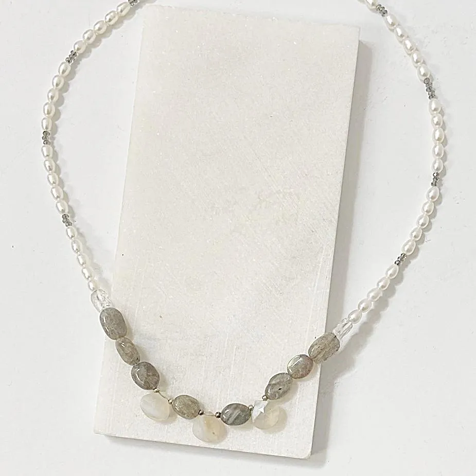 Labradorite and Pearl Necklace