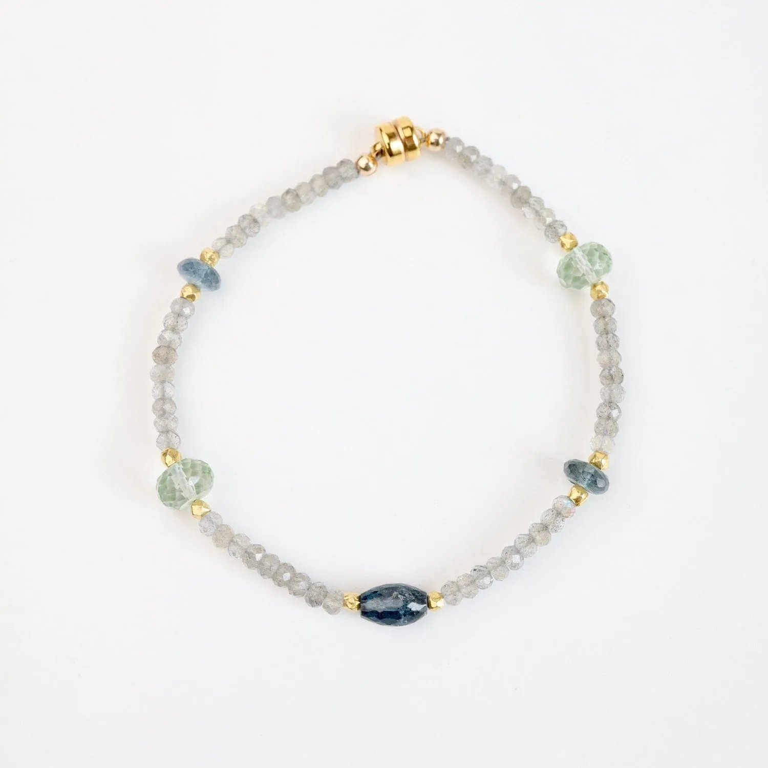 Labradorite, Green Amethyst, Kyanite, Moss Aquamarine Bracelet