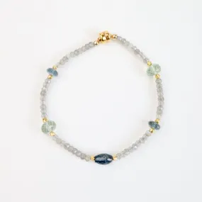 Labradorite, Green Amethyst, Kyanite, Moss Aquamarine Bracelet