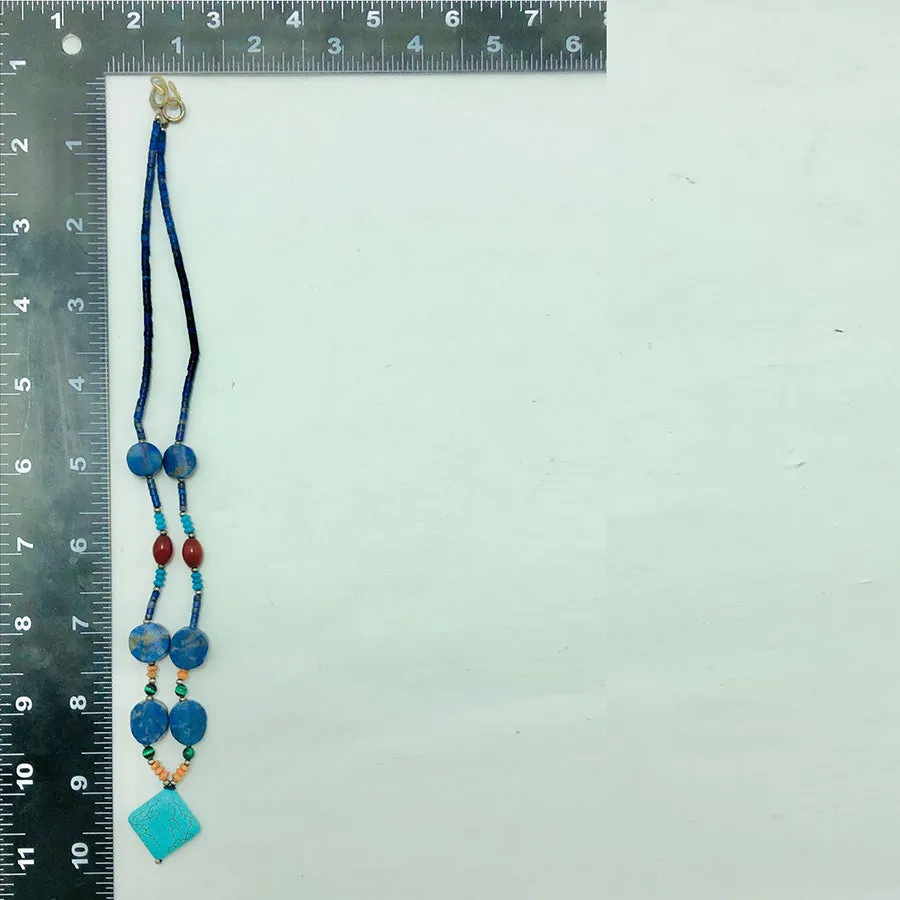 Lapis and Turquoise Beaded Necklace