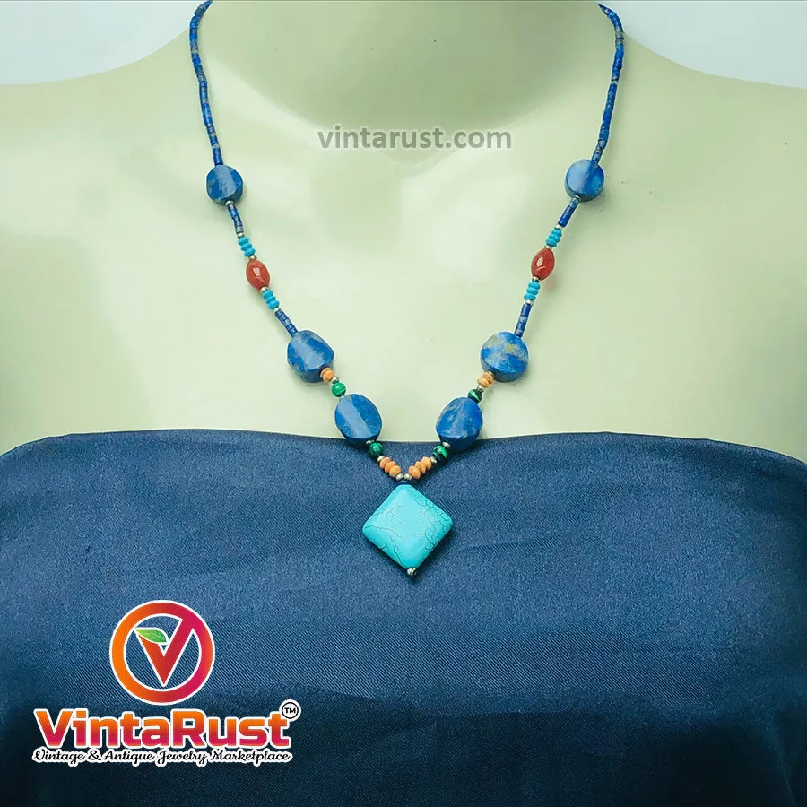 Lapis and Turquoise Beaded Necklace