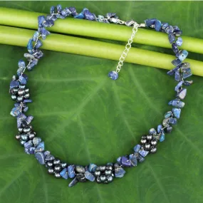 Lapis Lazuli & Pearl Beaded Necklace