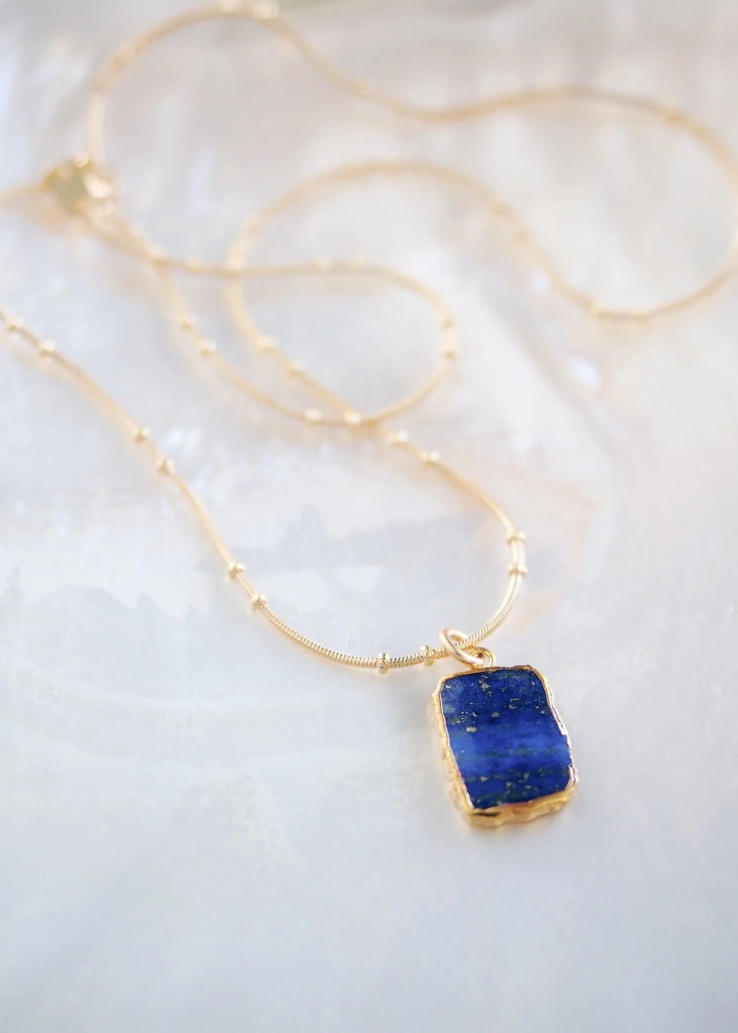 Lapis Lazuli Gemstone Gold Pendant Necklace - Ku