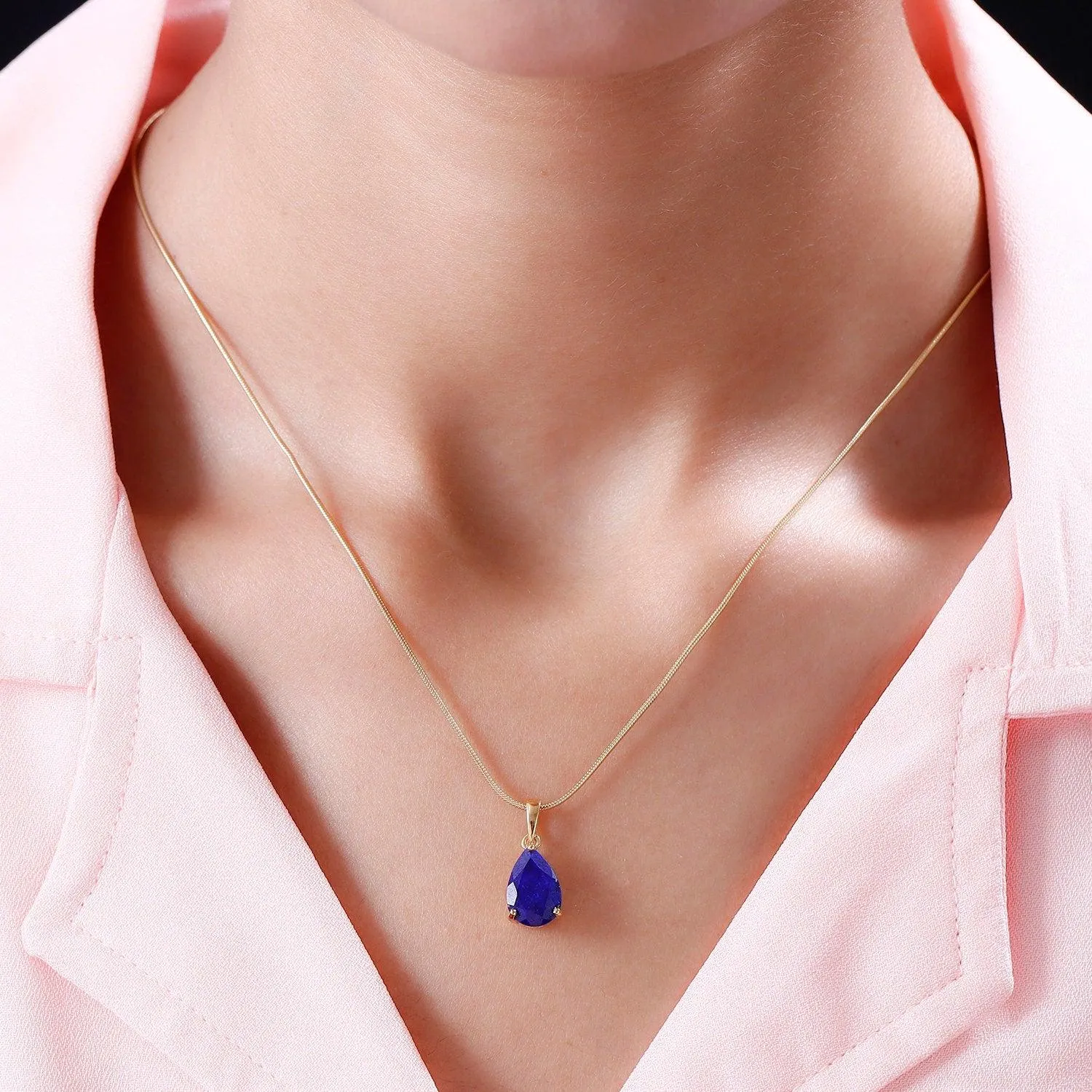 Lapis Lazuli Pendant, Lapis Teardrop Solitaire Pendant, September Birthstone Necklace, 925 Sterling Silver, Lapis Gold Necklace, Gift