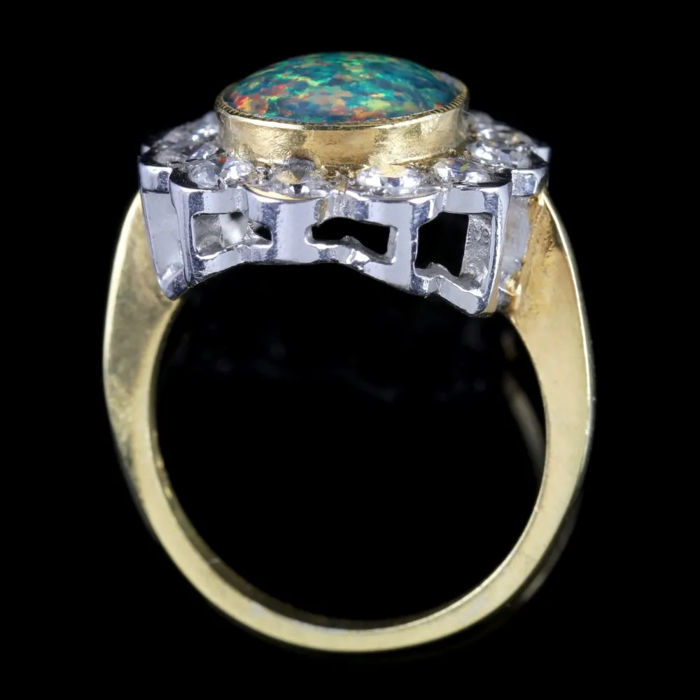 Large Black Opal Paste Ring 18Ct Gold Silver