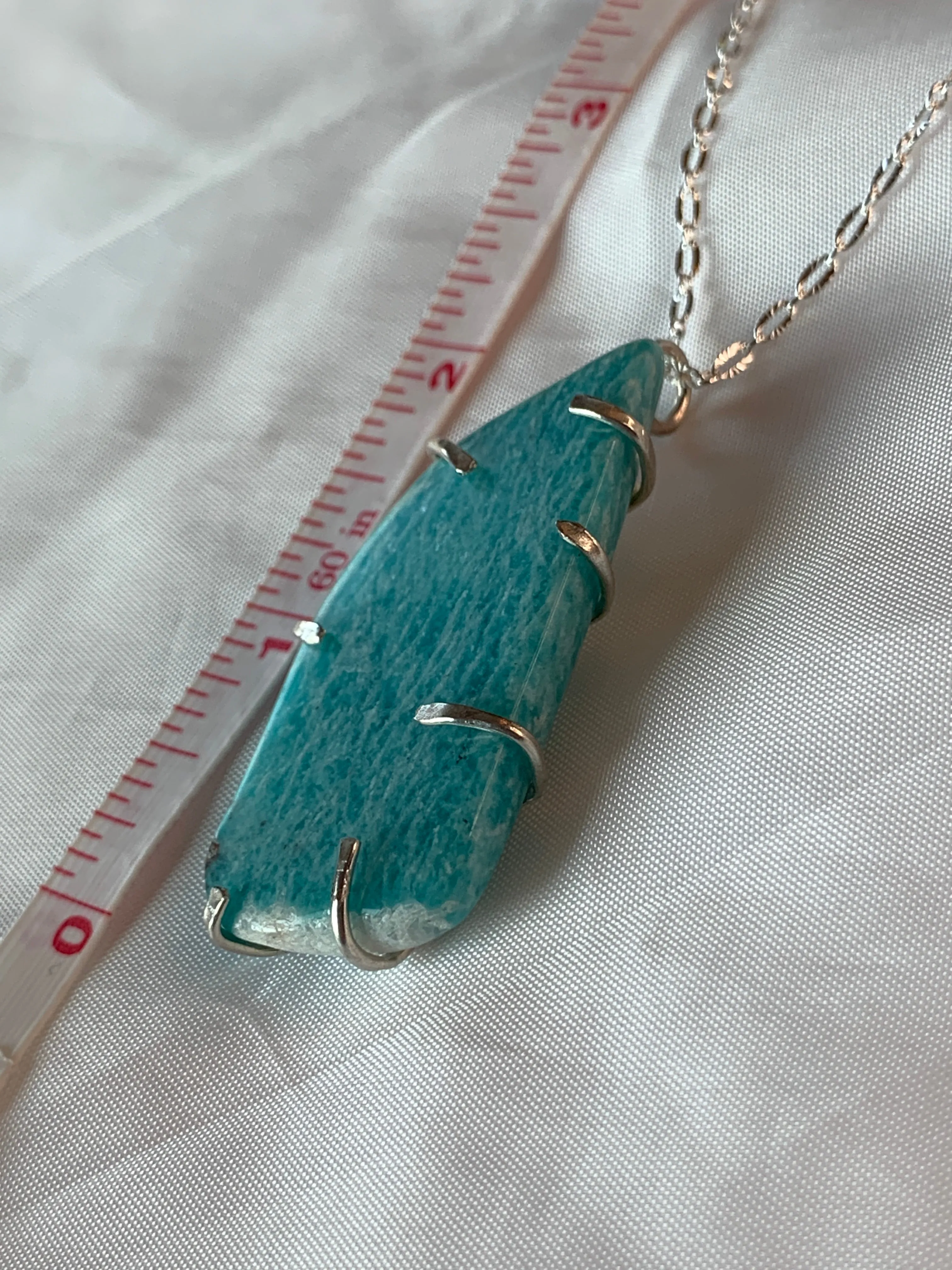 Large Minimalist Sterling Silver Large Necklace Amazonite