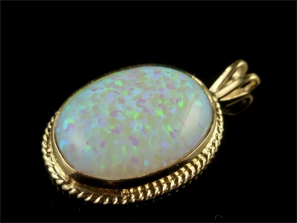 Large Opal Pendant 9Ct Gold 17Ct Opal