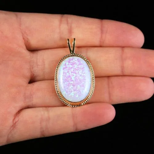 Large Opal Pendant 9Ct Gold 17Ct Opal