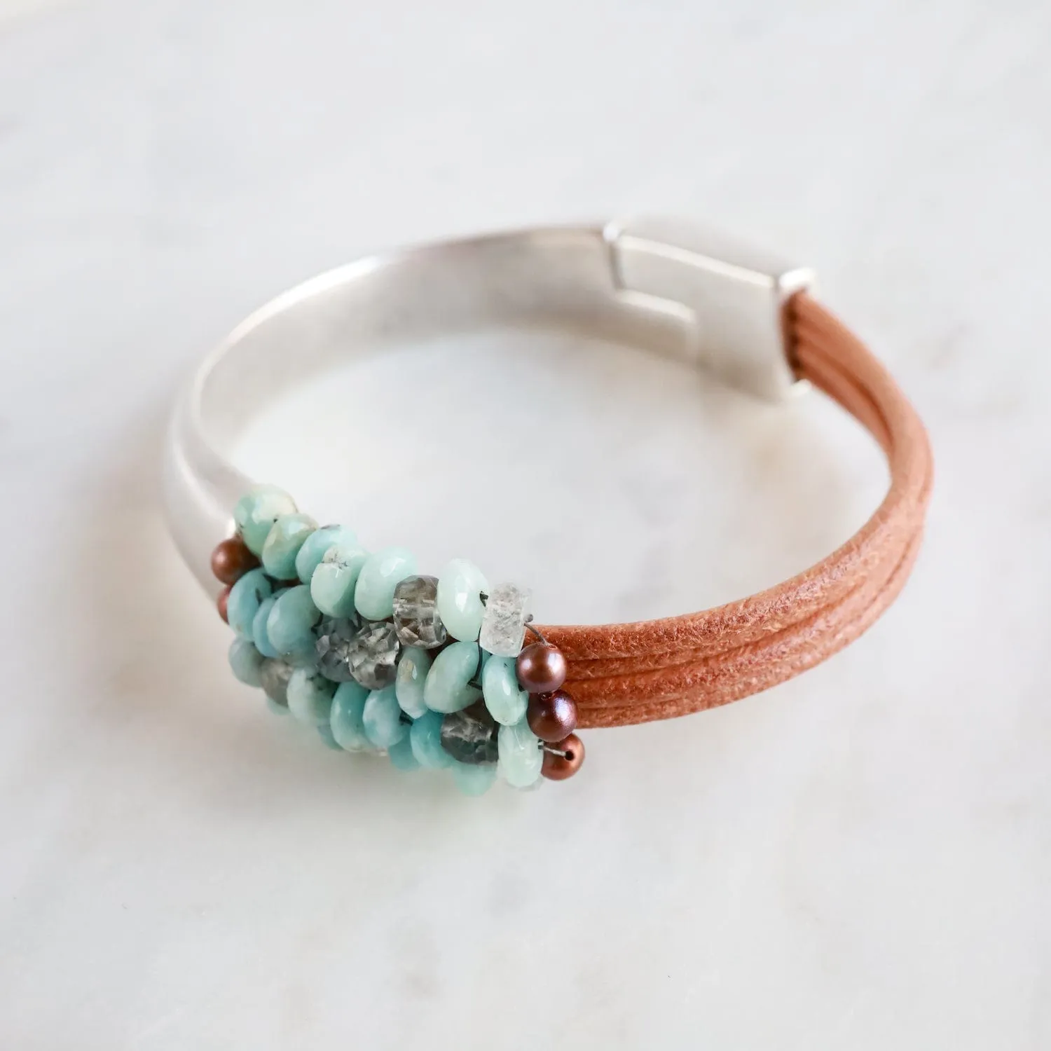 Larimar Mix 1/2 Cuff Bracelet