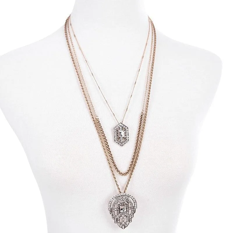 Layered Geometric Pendant & Necklace