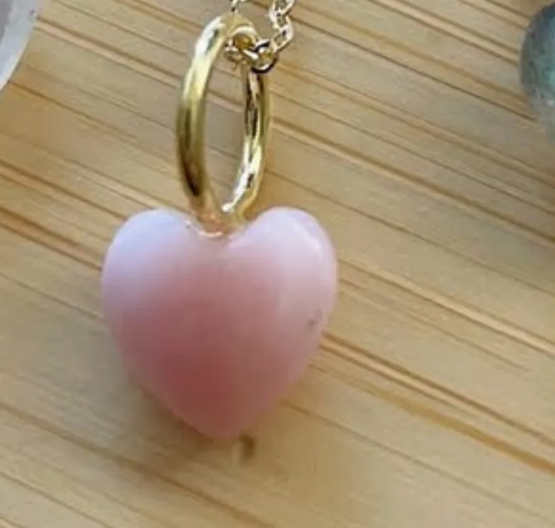 Leslie Francesca - Sweet Heart Pendant Necklace (Pink Peruvian Opal)