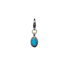 Lightening Ridge Opal Charm - Sterling Silver   18k Gold