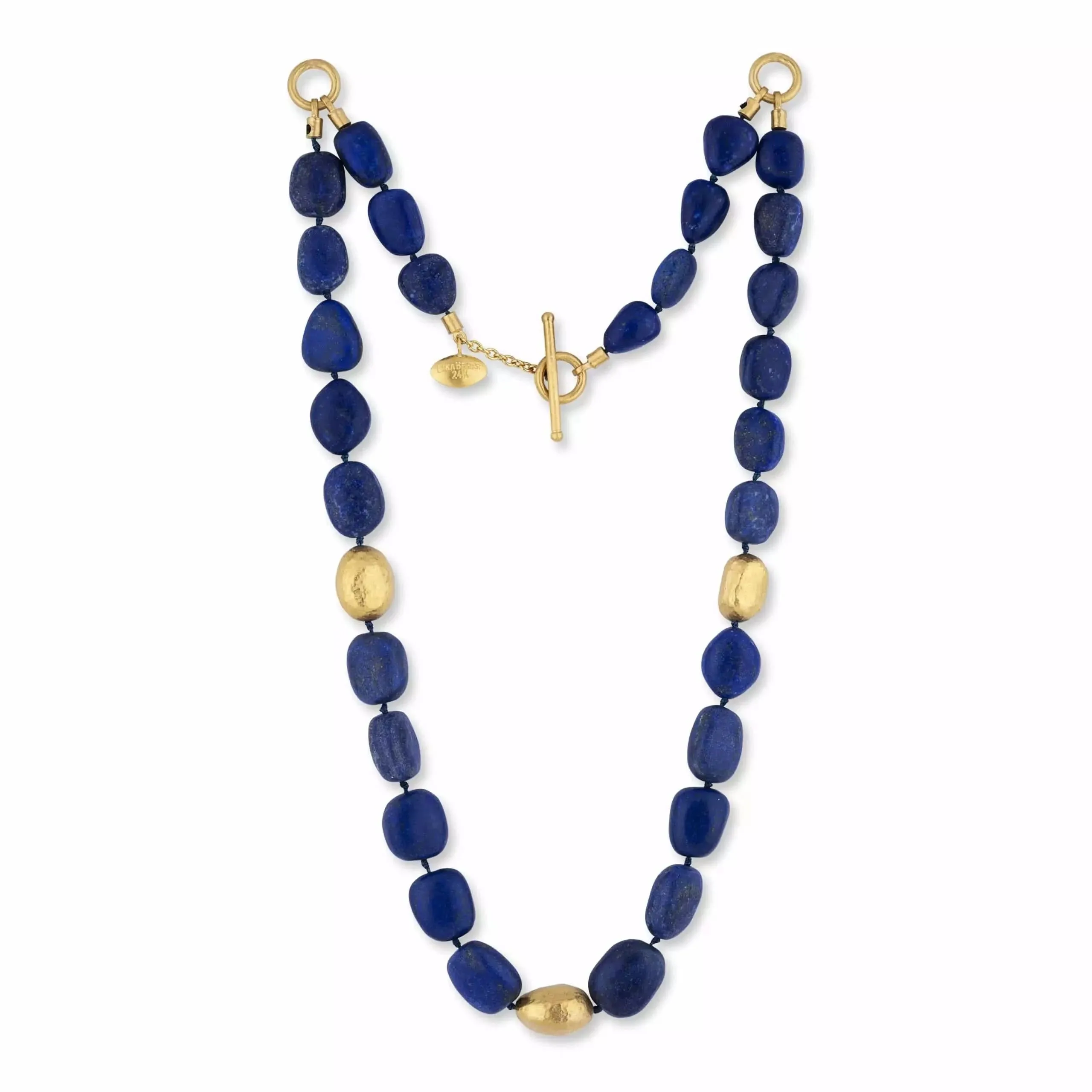 Lika Behar Lapis and 24kt Gold Beaded Necklace