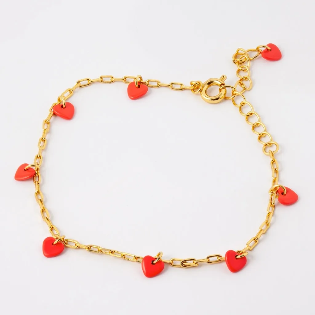 Love U Bracelet gold plated - Lipstick Red