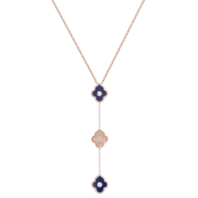 LUCE COLOUR - NECKLACE ROSE GOLD PAVE LAPIS LAZULI & 2 DIAMONDS S