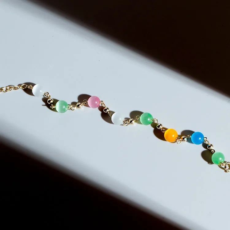 Lucky Opal and Crystal Bracelet with Sterling Silver Needle