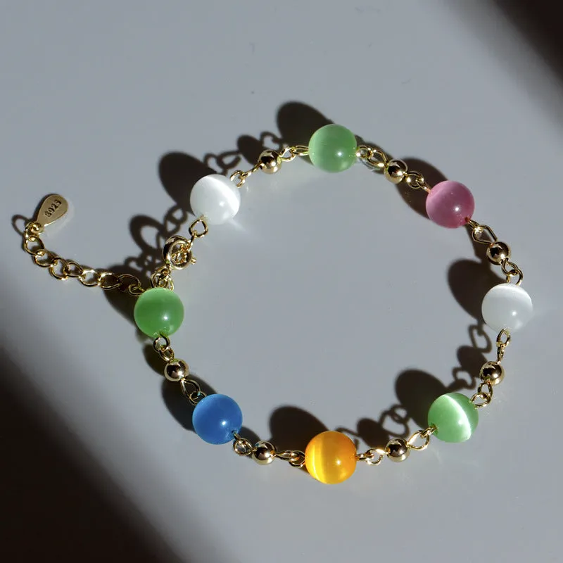 Lucky Opal and Crystal Bracelet with Sterling Silver Needle