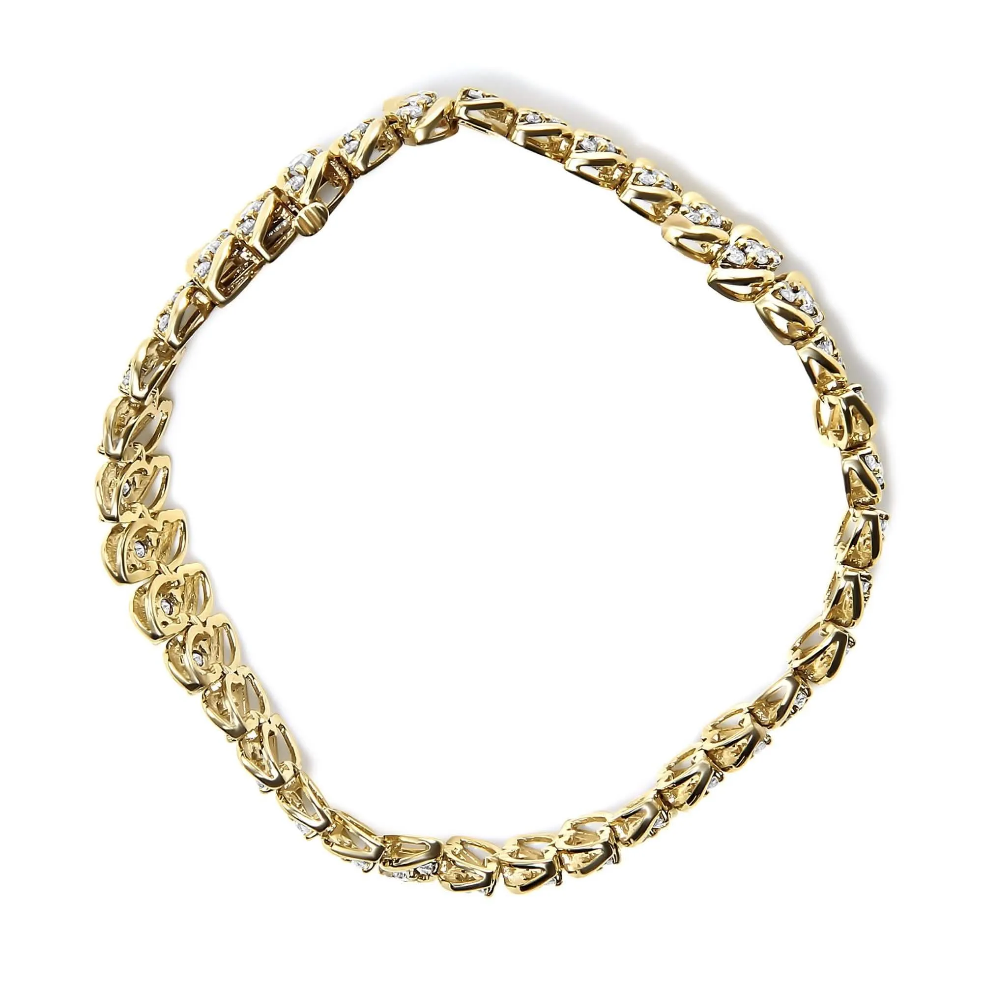 Luxurious 10K Yellow Gold Double Row Cuban Bracelet with 5.0 Cttw Diamond Brilliance