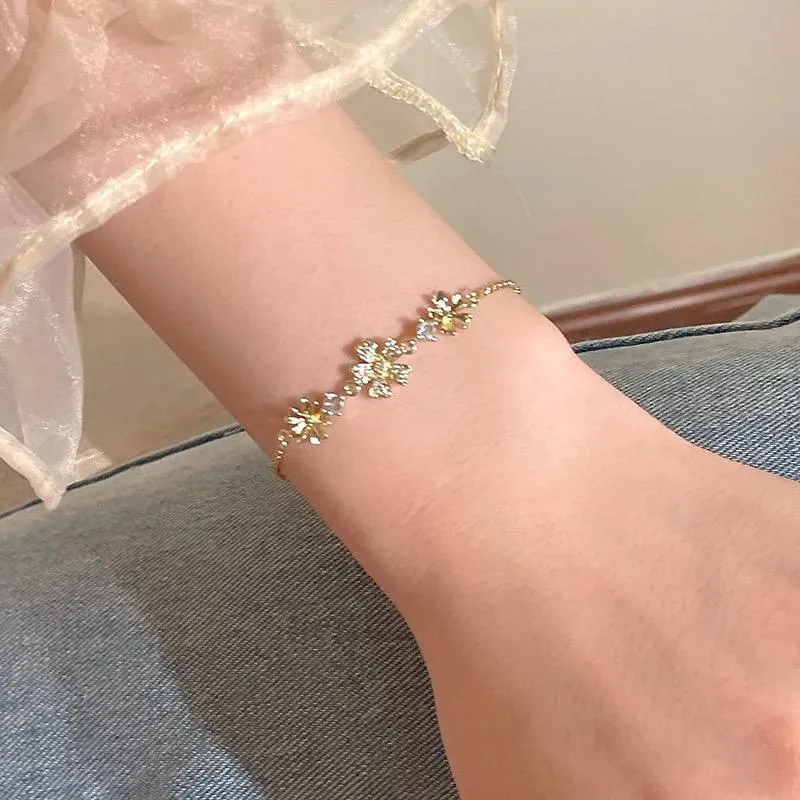 Luxurious Gold Color Adjustable Flower Bracelet Model-14