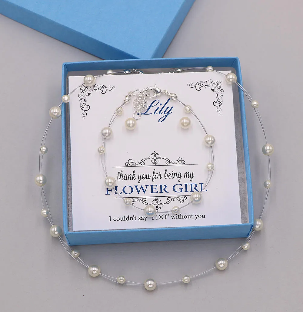 Mackenzie Flower Girl Pearl Jewelry Set