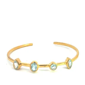 March Birthstone Aquamarine Cuff , Gold Vermeil