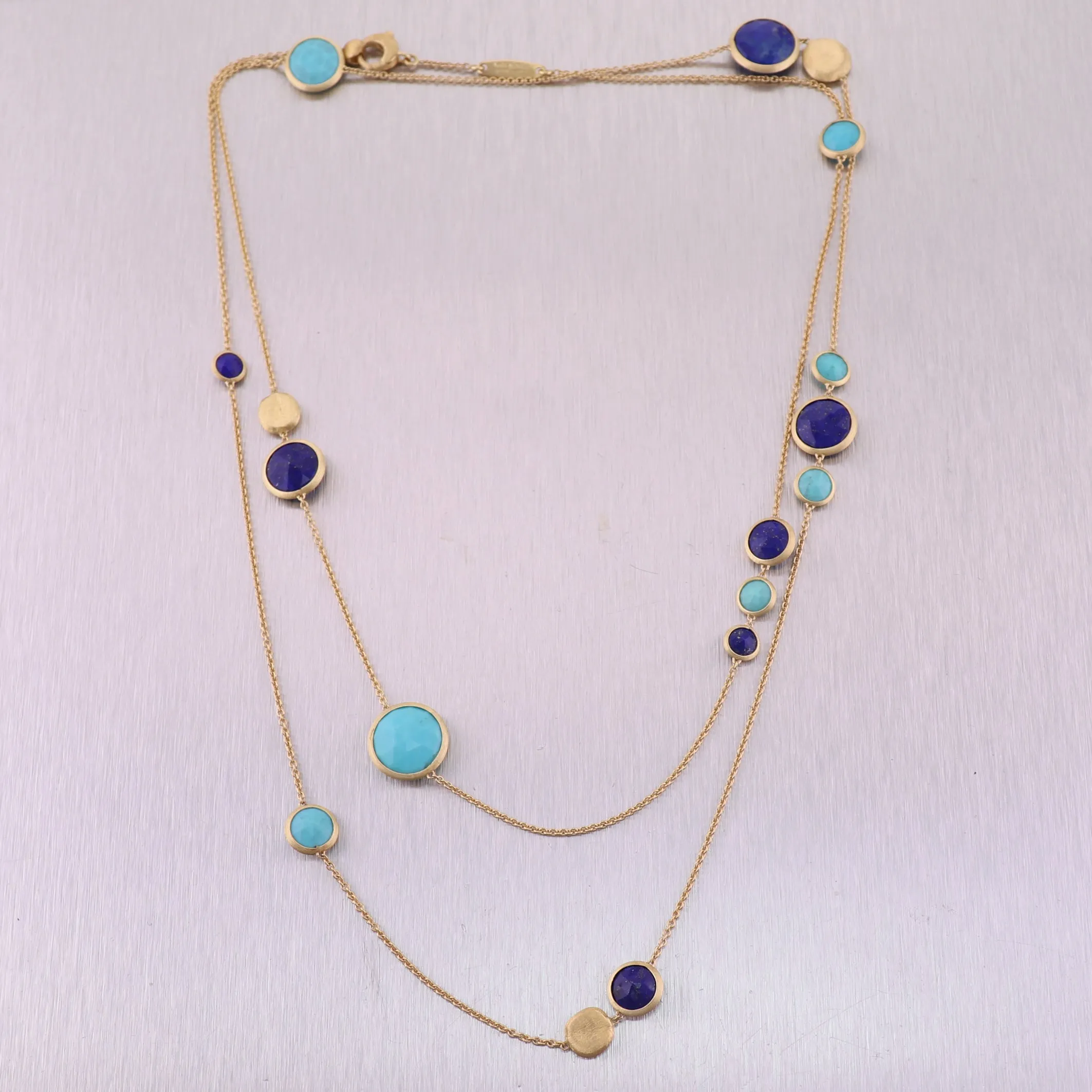 Marco Bicego 18k Yellow Gold Jaipur Collection Lapis & Turquoise 36" Necklace