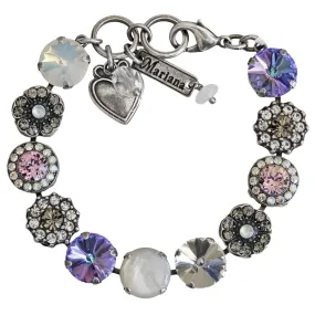 Mariana "Ice Queen" Silver Plated Lovable Rosette Rivoli Crystal Bracelet, Multi Color 4084R M11541sp