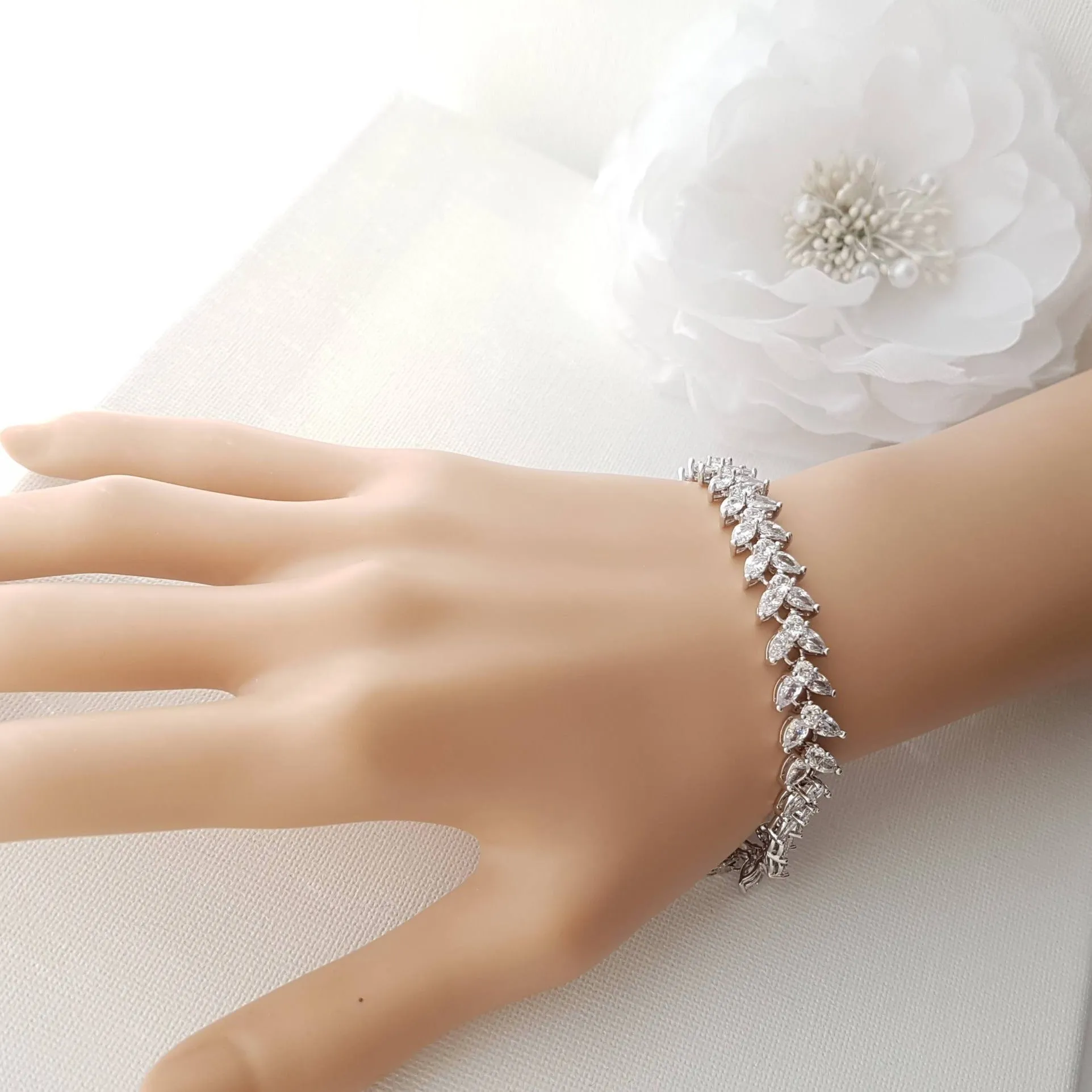 Marquise Cubic Zirconia Tennis Bracelet for Brides-Katie