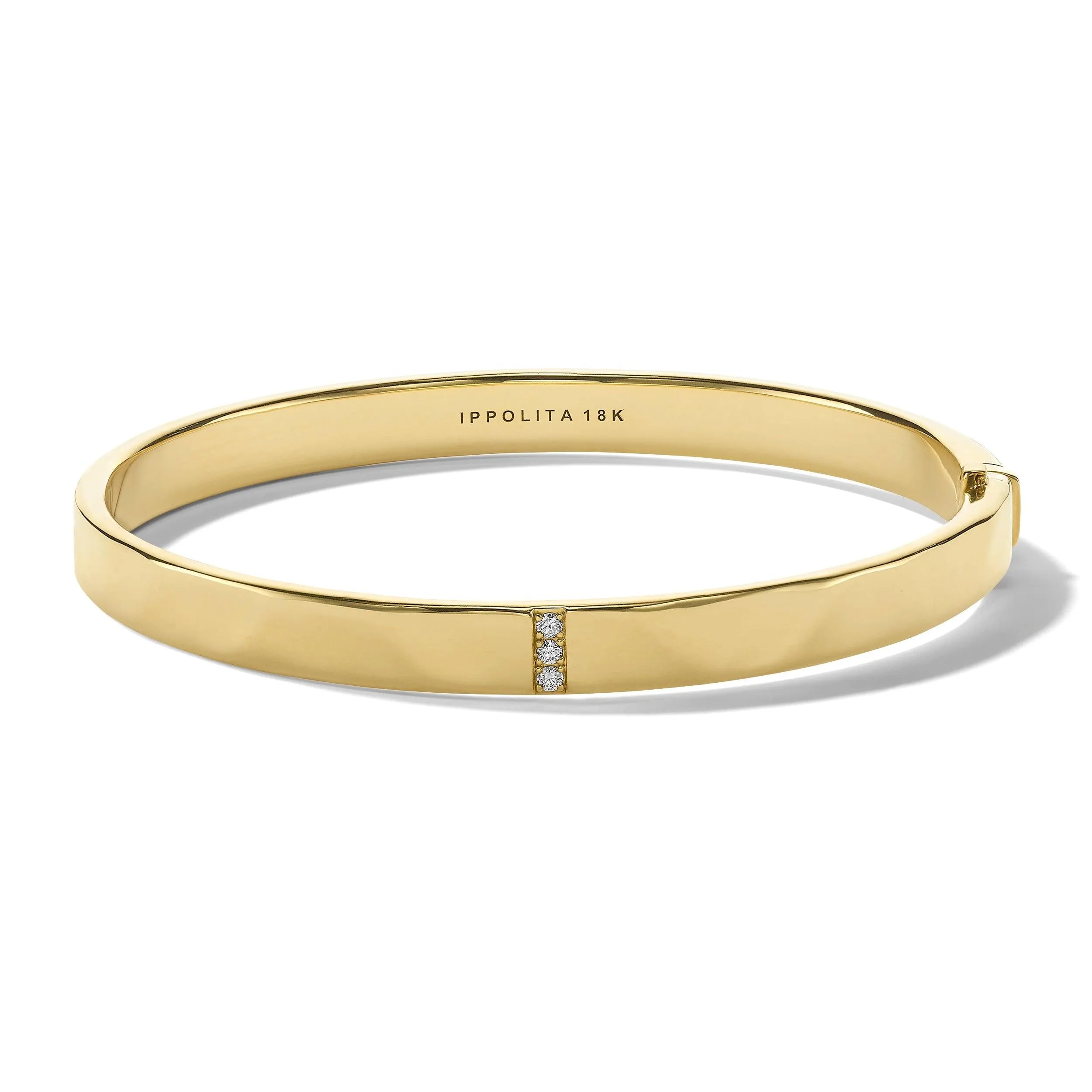 Medium 3-Station Bangle  in 18K Yellow Gold with Diamonds