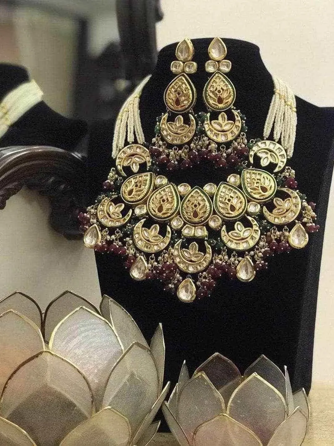 Meena Kundan Multi Chand Necklace